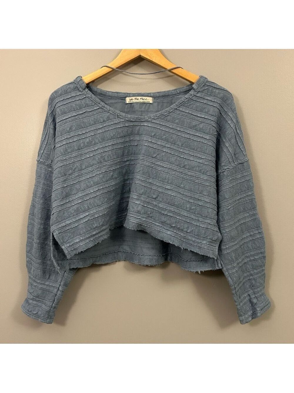 We The Free Dusty Blue Knit Crop Top XS